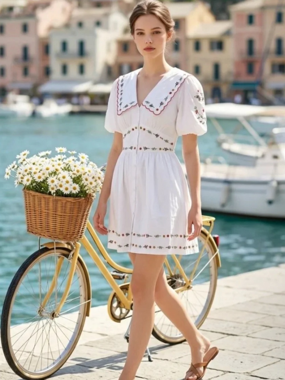 Caroline Constas White Eyelet Embroidered Mini Dress